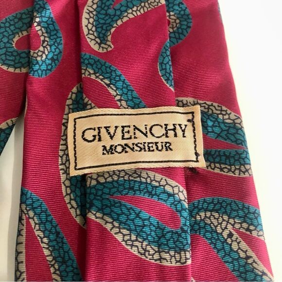 Vintage GIVENCHY Monsieur Silk Burgundy Paisley Necktie - Picture 3 of 7